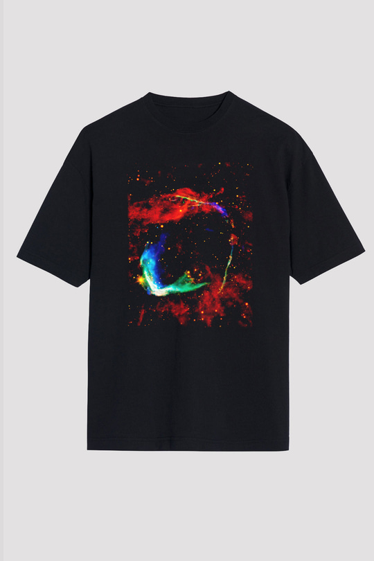 Süpernova Siyah Unisex Oversize Tişört T-Shirt