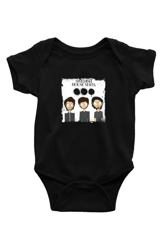 Swedish House Mafia Baskılı Unisex Siyah Bebek Body - Zıbın