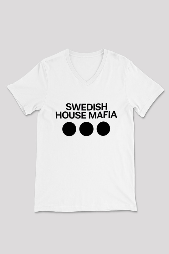 Swedish House Mafia Beyaz Unisex V Yaka Tişört