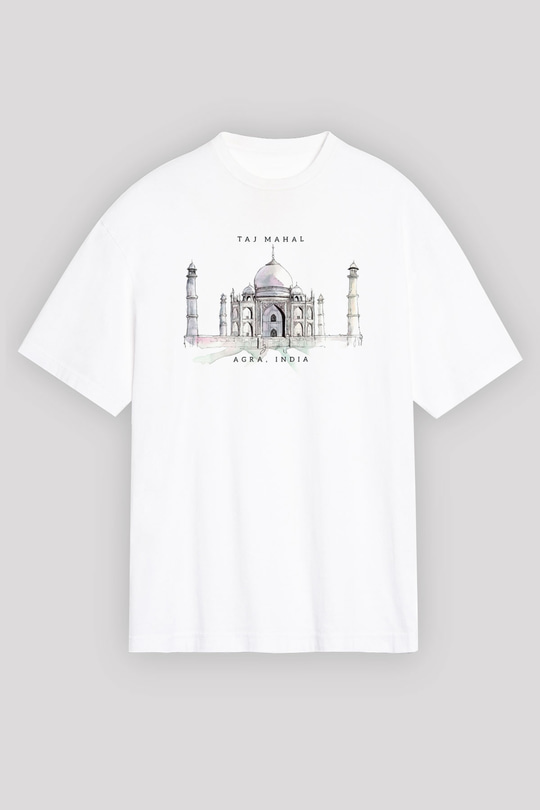 Tac Mahal Beyaz Unisex Tişört T-Shirt - TişörtFabrikası