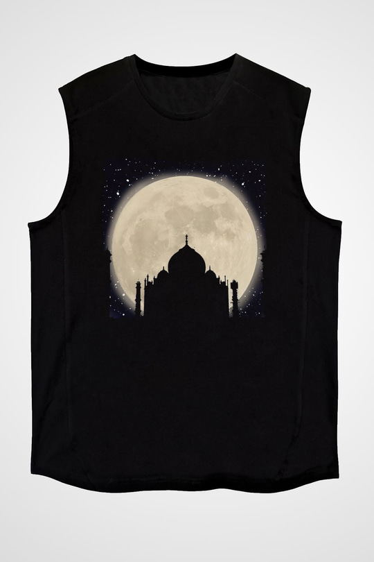 Tac Mahal Siyah Unisex Kolsuz Tişört