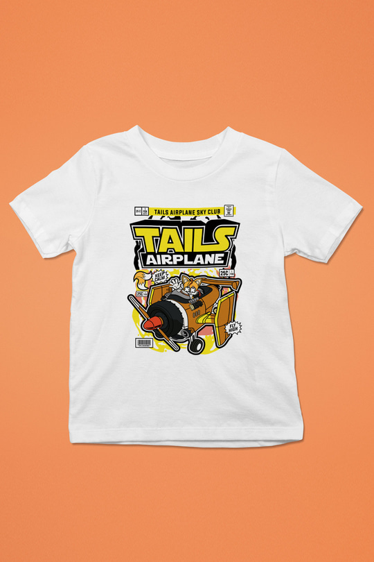 Tails Airplane  Baskılı Unisex Beyaz Çocuk Tişört