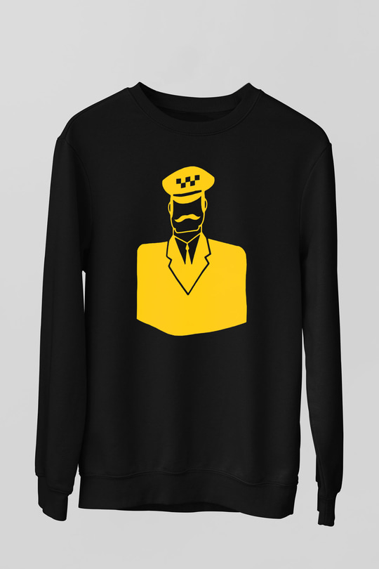 Taksici Siyah Unisex Sweatshirt