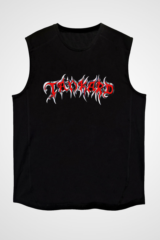 Tankard Baskılı Unisex Siyah Kolsuz Tişört - Tshirt