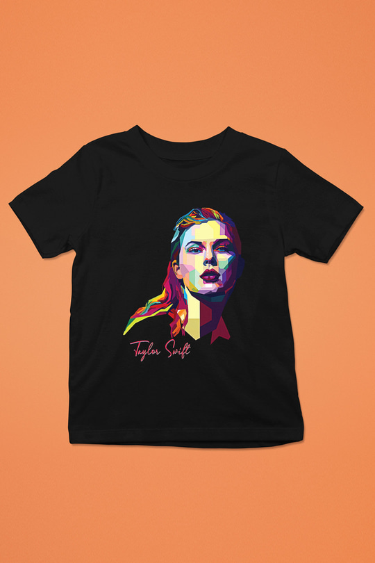 Taylor Swift Baskılı Baskılı Unisex Siyah Çocuk Tişört - Tshirt