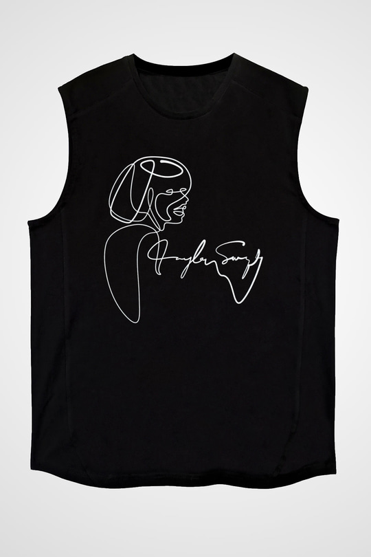 Taylor Swift Baskılı Baskılı Unisex Siyah Kolsuz Tişört - Tshirt
