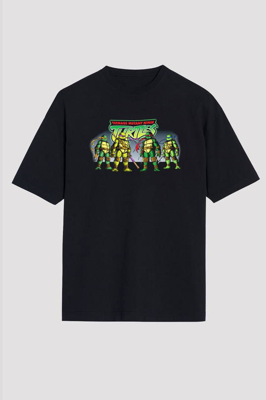 Teenage Mutant Ninja Turtles Ninja Kaplumbağalar Siyah Unisex Oversize Tişört