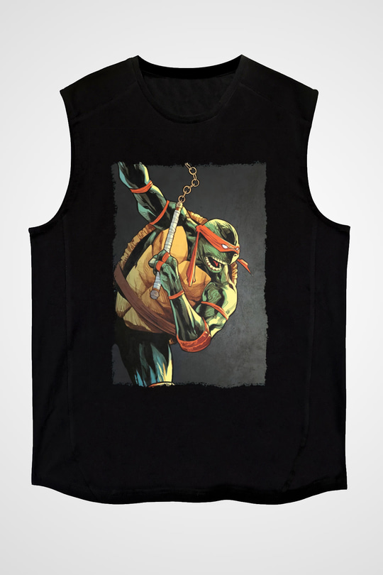 Teenage Mutant Ninja Turtles Ninja Kaplumbağalar Siyah Unisex Kolsuz Tişört