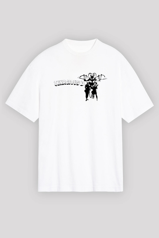 Teracious D Baskılı Beyaz Unisex Oversize Tişört - Tshirt