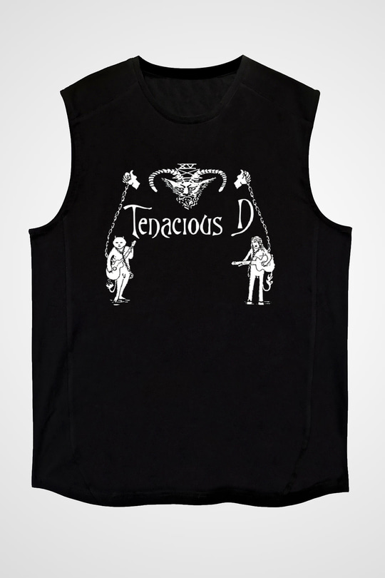 Teracious D Baskılı Unisex Siyah Kolsuz Tişört - Tshirt