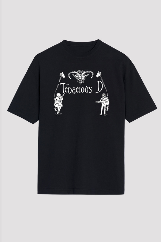 Teracious D Baskılı Unisex Siyah Oversize Tişört - Tshirt
