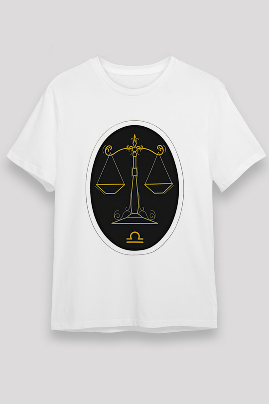 Terazi Burcu Unisex Baskılı Beyaz Tişört - Tshirt