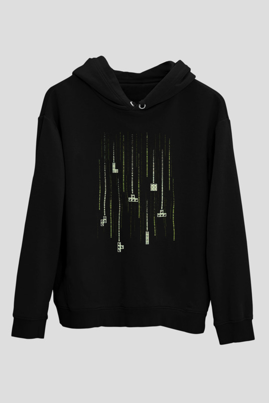 Tetris Siyah Unisex Hoodie