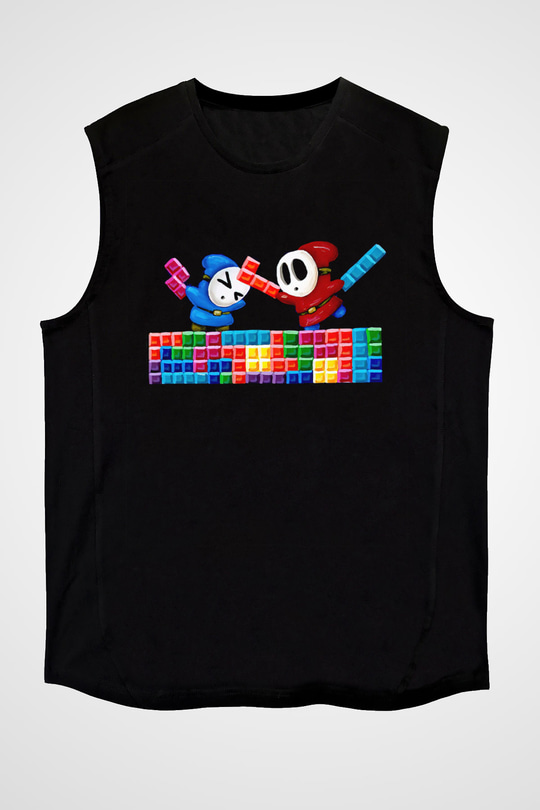 Tetris Siyah Unisex  Kolsuz Tişört