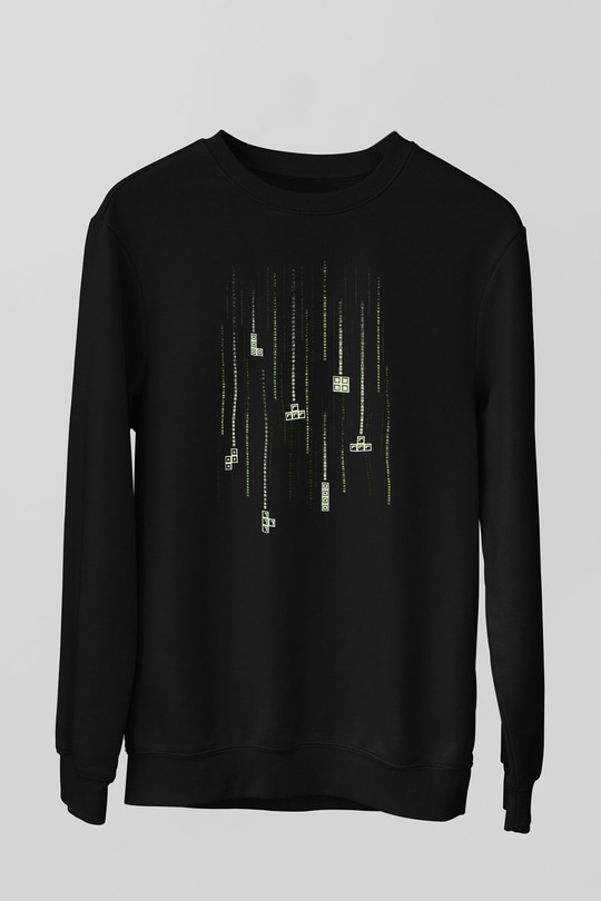 Tetris Siyah Unisex  Sweatshirt