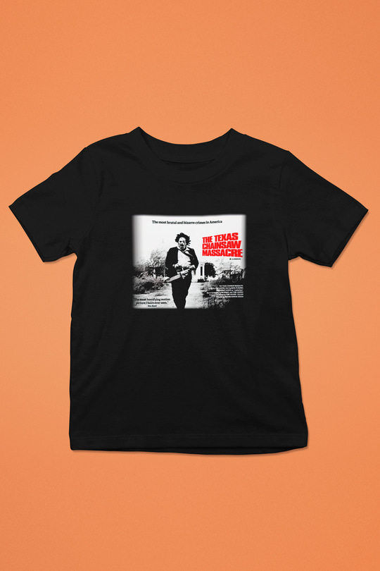 Texas Chain Saw Massacre Baskılı Siyah Unisex Çocuk Tişört
