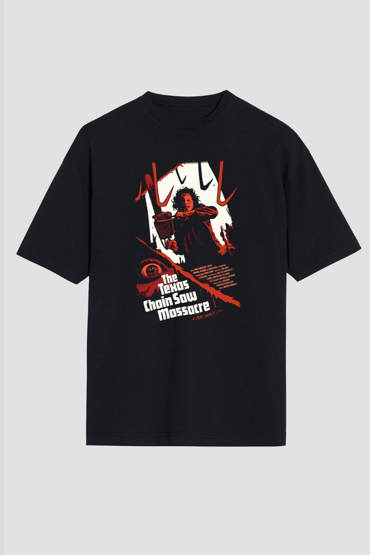 Texas Chain Saw Massacre Siyah Unisex Oversize Tişört