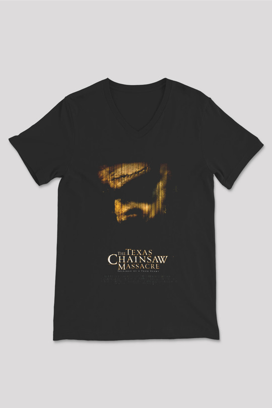 Texas Chain Saw Massacre Siyah Unisex V Yaka Tişört