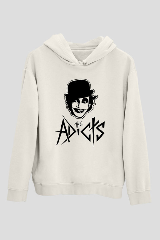 The Adicts Beyaz Unisex Kapşonlu Sweatshirt