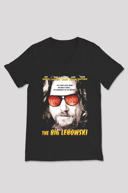 The Big Lebowski Büyük Lebowski Siyah Unisex V Yaka Tişört