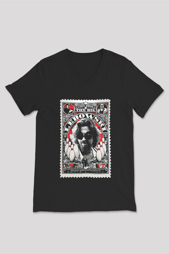 The Big Lebowski Büyük Lebowski Siyah Unisex V Yaka Tişört