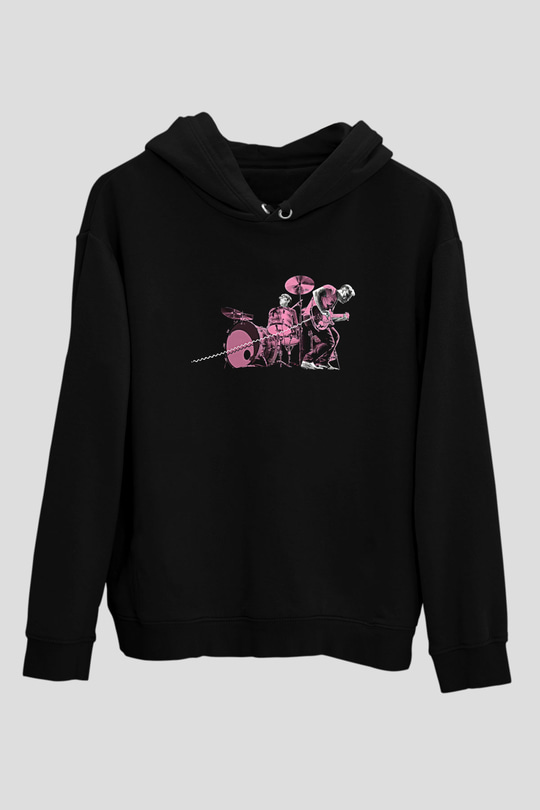 The Black Keys Baskılı Unisex Siyah Kapüşonlu Sweatshirt