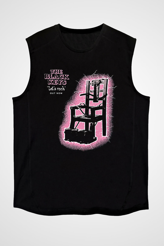 The Black Keys Baskılı Unisex Siyah Kolsuz Tişört - Tshirt
