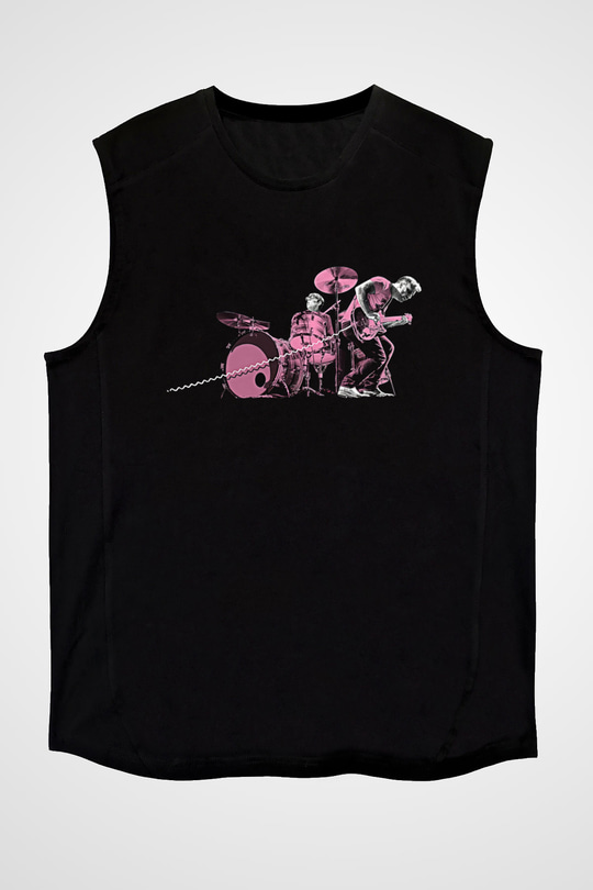 The Black Keys Baskılı Unisex Siyah Kolsuz Tişört - Tshirt