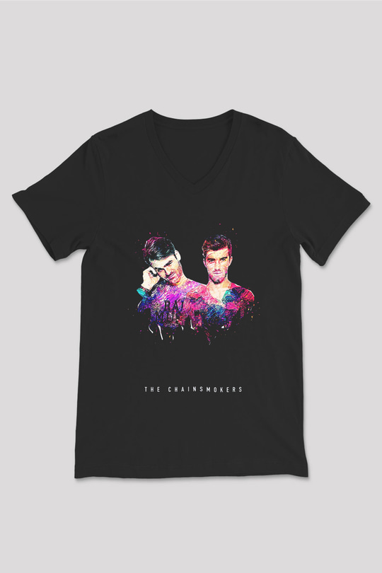 The Chainsmokers Siyah Unisex V Yaka Tişört