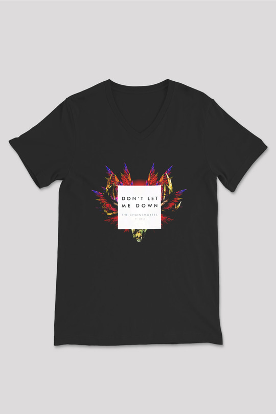 The Chainsmokers Siyah Unisex V Yaka Tişört T-Shirt