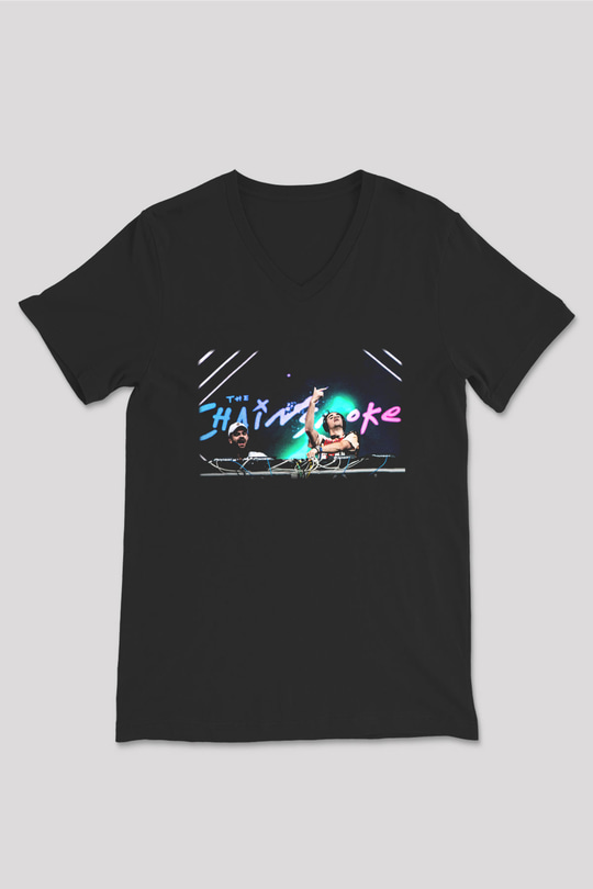 The Chainsmokers Siyah Unisex V Yaka Tişört T-Shirt