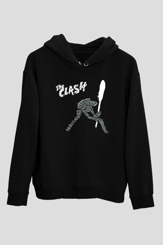 The Clash Siyah Unisex Kapüşonlu Sweatshirt