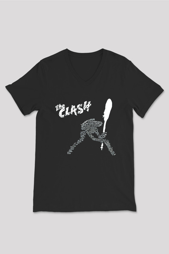The Clash Siyah Unisex V Yaka Tişört