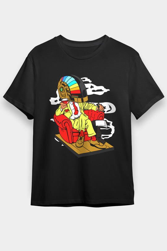 The Daft Punk Boss Baskılı Unisex Siyah Tişört