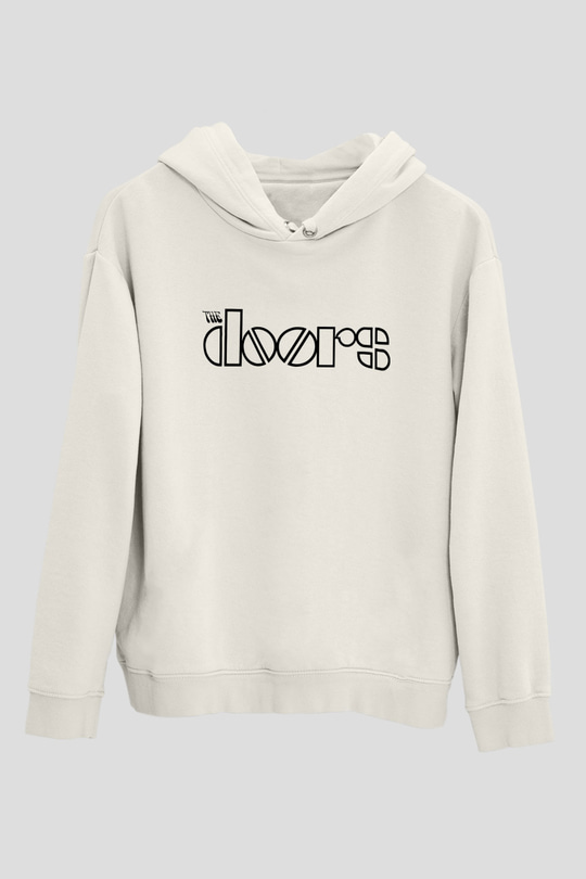 The Doors Beyaz Unisex Kapşonlu Sweatshirt