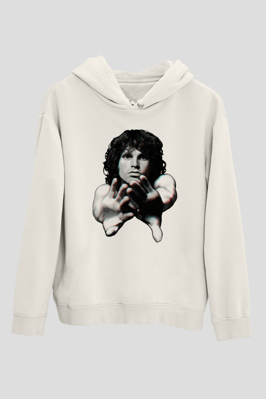 The Doors Beyaz Unisex Kapüşonlu Sweatshirt