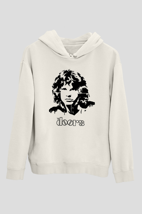 The Doors Beyaz Unisex Kapüşonlu Sweatshirt