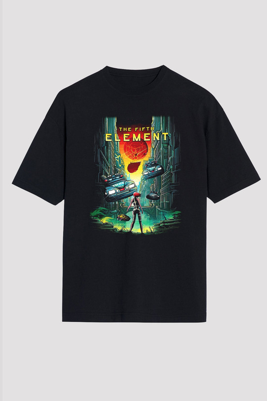 The Fifth Element Siyah Unisex Oversize Tişört