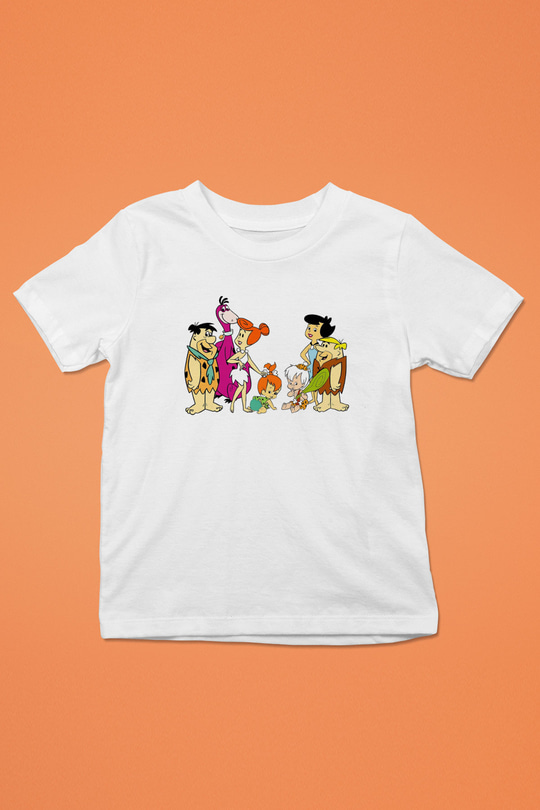 The Flintstones Taş Devri Baskılı Beyaz Unisex Çocuk Tişört