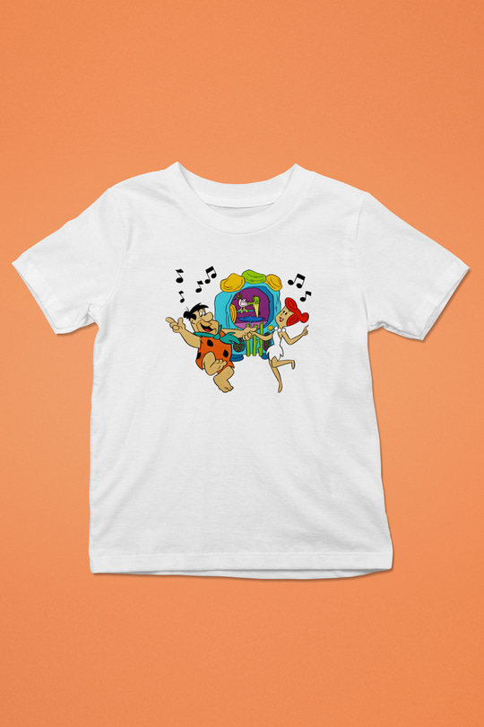 The Flintstones Taş Devri Baskılı Beyaz Unisex Çocuk Tişört
