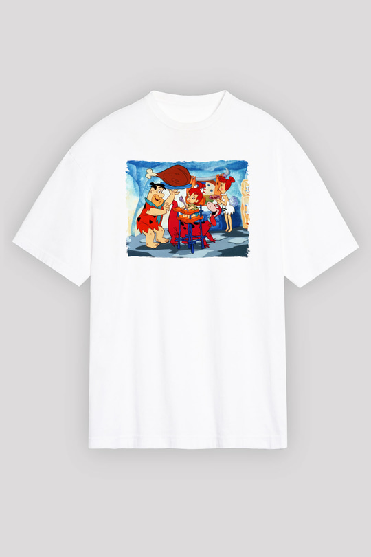 The Flintstones Taş Devri Beyaz Unisex Tişört
