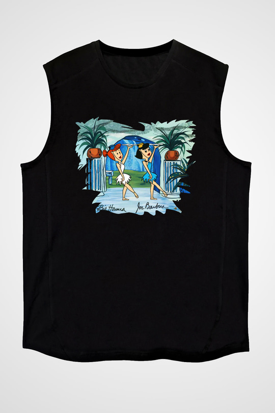 The Flintstones Taş Devri Siyah Unisex Kolsuz Tişört