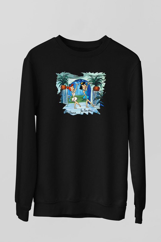 The Flintstones Taş Devri Siyah Unisex Sweatshirt