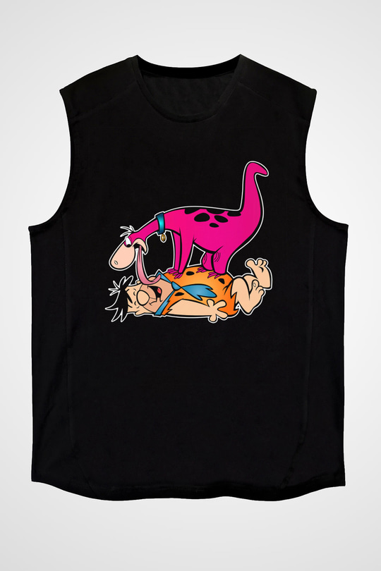 The Flintstones Taş Devri Siyah Unisex Kolsuz Tişört