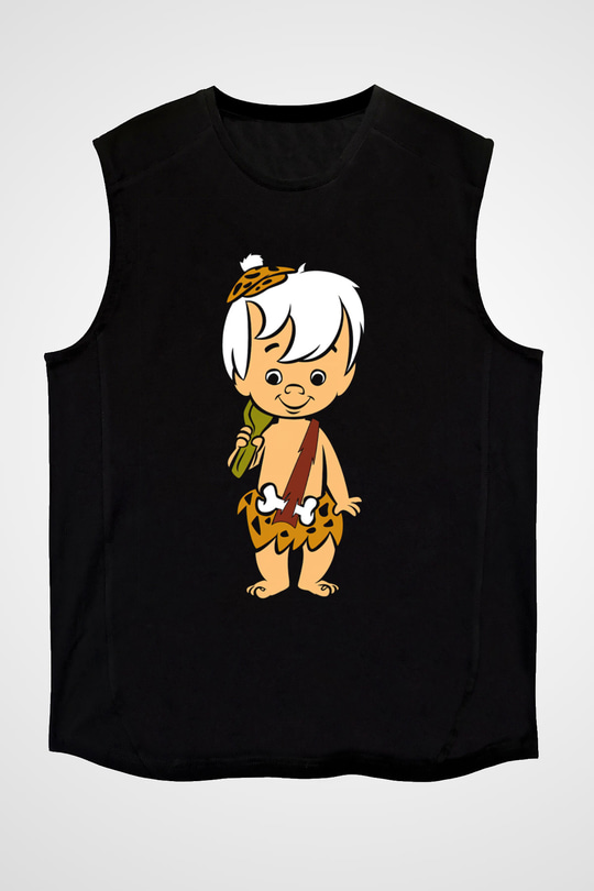 The Flintstones Taş Devri Siyah Unisex Kolsuz Tişört