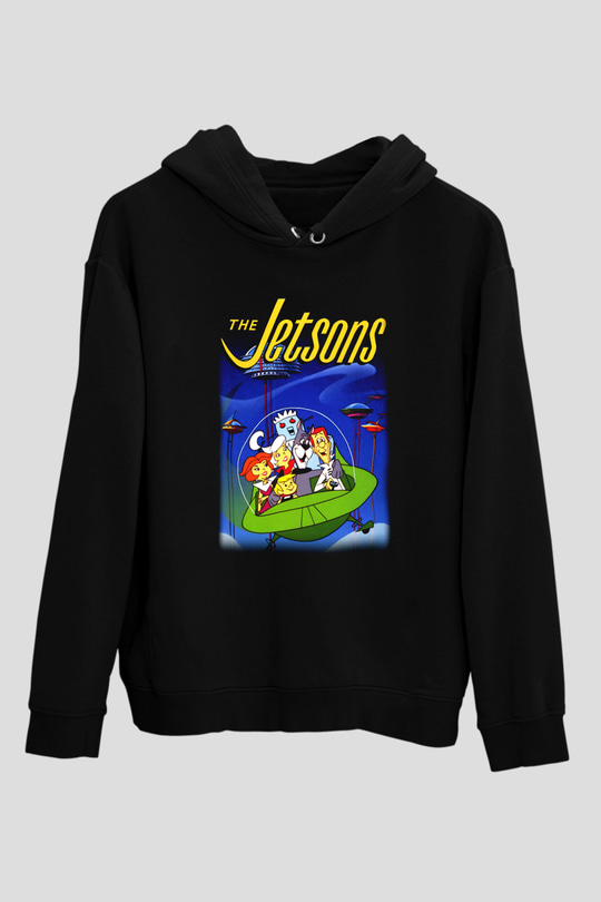 The Jetsons Jetsonlar Siyah Unisex Kapüşonlu Sweatshirt