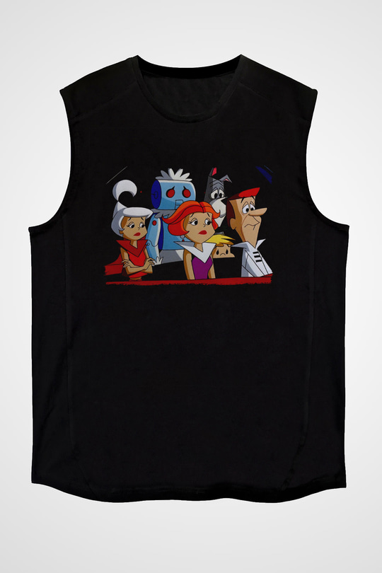 The Jetsons Jetsonlar Siyah Unisex  Kolsuz Tişört