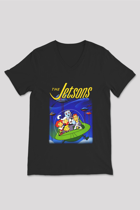 The Jetsons Jetsonlar Siyah Unisex V Yaka Tişört