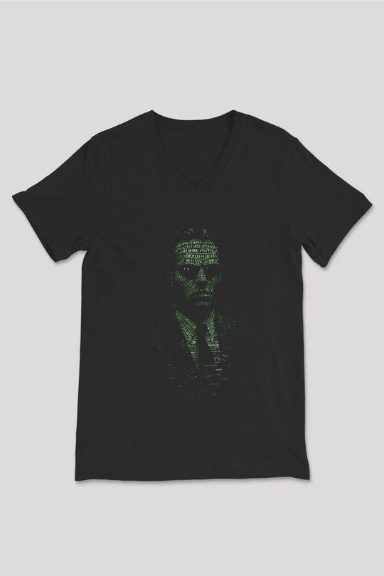 The Matrix Siyah Unisex V Yaka Tişört T-Shirt
