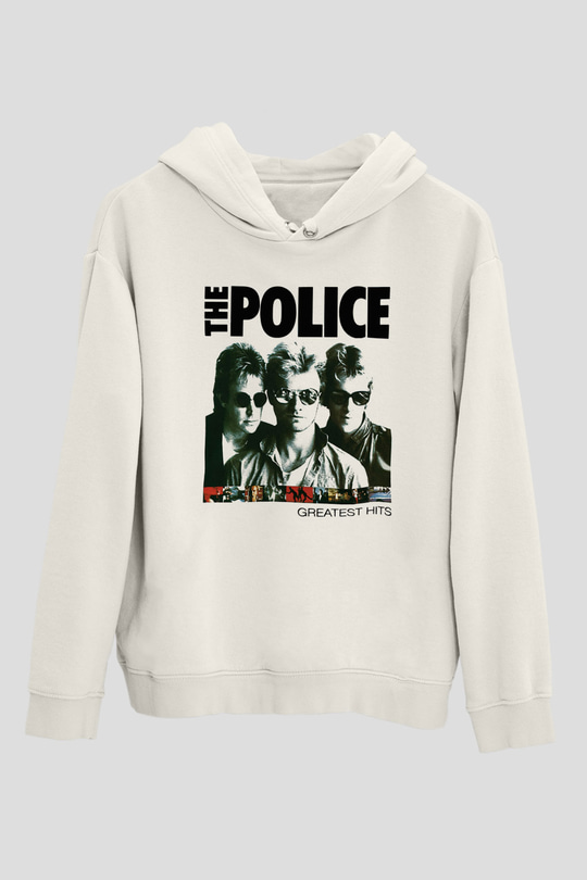 The Police Beyaz Unisex Kapşonlu Sweatshirt